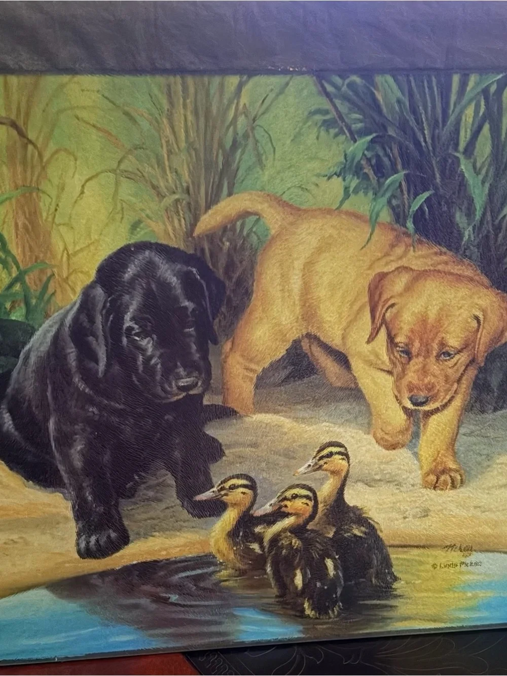 Labrador Puppies and Ducklings - countertop cutting board